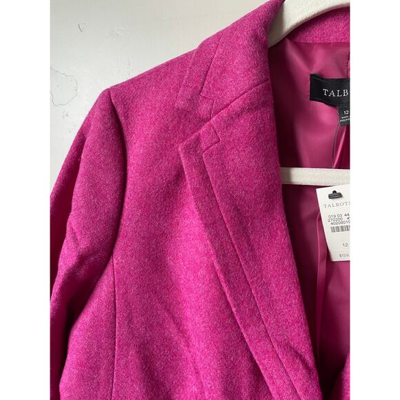 NWT Talbots Pink Wool Blend 2 Crested Button Lined Career Blazer Jacket Sz 12 - Picture 12 of 13